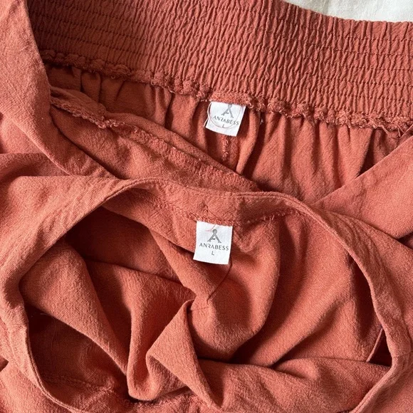 Amazon Anrabess 2 Piece Linen Set Crop Top and Wide Leg Pants Rust Size L - Picture 5 of 8